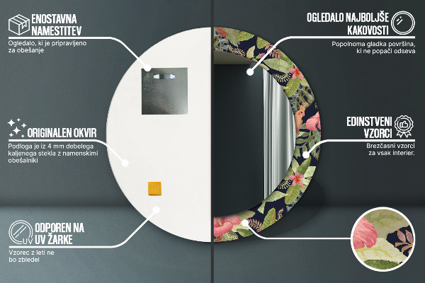 Rund spegel dekorativ Hibiskus blommor