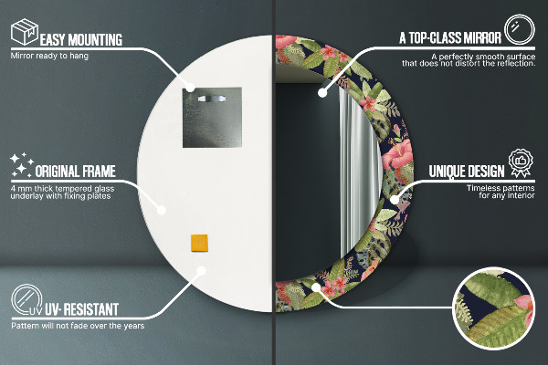 Rund spegel dekorativ Hibiskus blommor