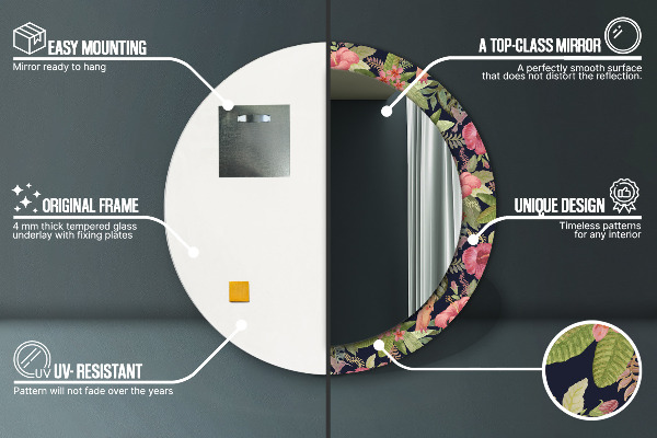 Rund spegel dekorativ Hibiskus blommor