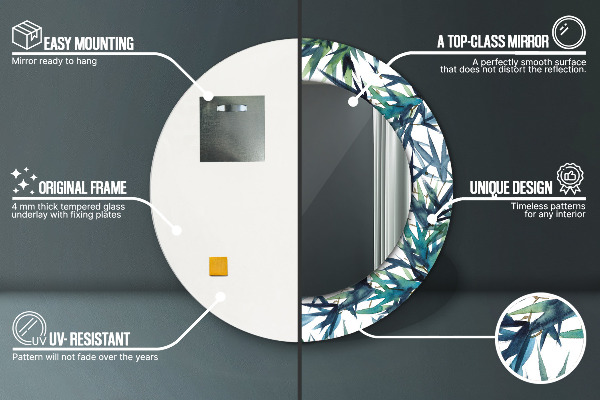 Rund spegel dekorativ Blå palmer