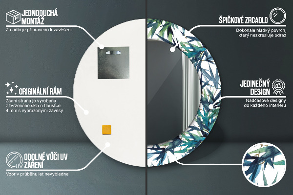 Rund spegel dekorativ Blå palmer