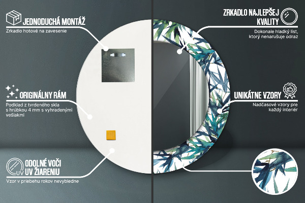 Rund spegel dekorativ Blå palmer