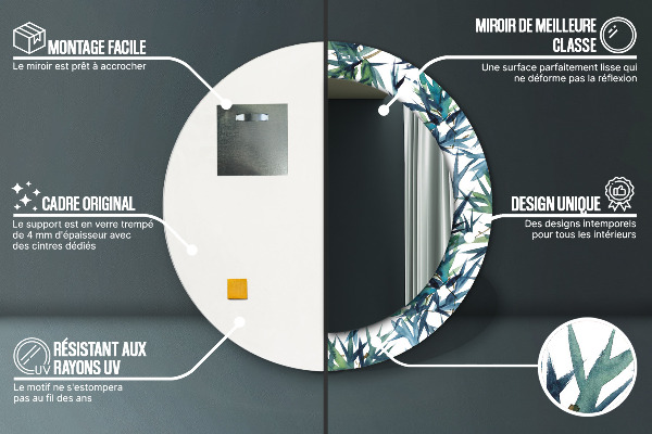 Rund spegel dekorativ Blå palmer