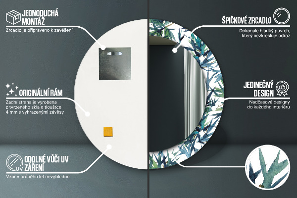 Rund spegel dekorativ Blå palmer