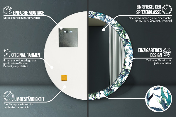 Rund spegel dekorativ Blå palmer