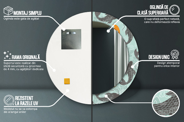 Rund spegel spektakulär kinesisk karp