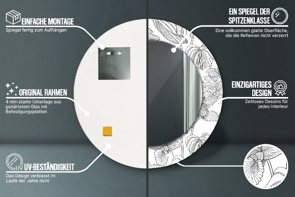 Rund spegel spektakulär Blommönster