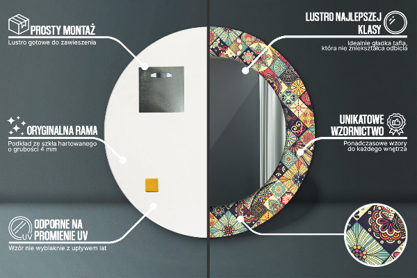 Rund spegel spektakulär Etnisk blommig