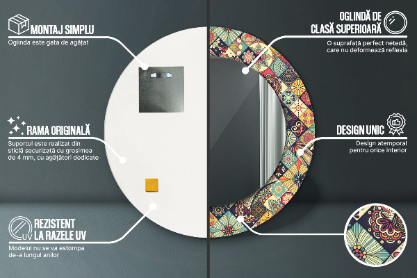 Rund spegel spektakulär Etnisk blommig