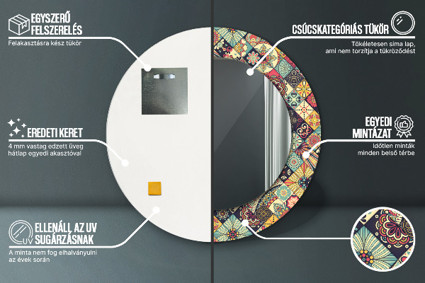 Rund spegel spektakulär Etnisk blommig