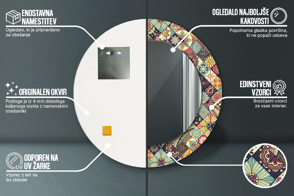 Rund spegel spektakulär Etnisk blommig