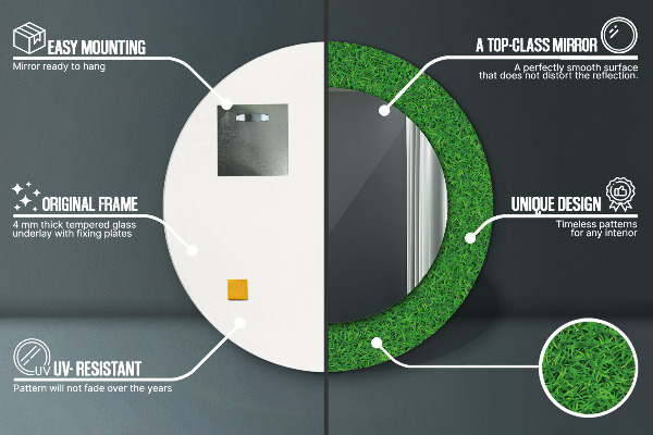 Rund spegel spektakulär Grönt gräs