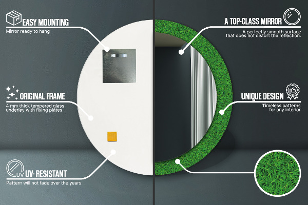 Rund spegel spektakulär Grönt gräs