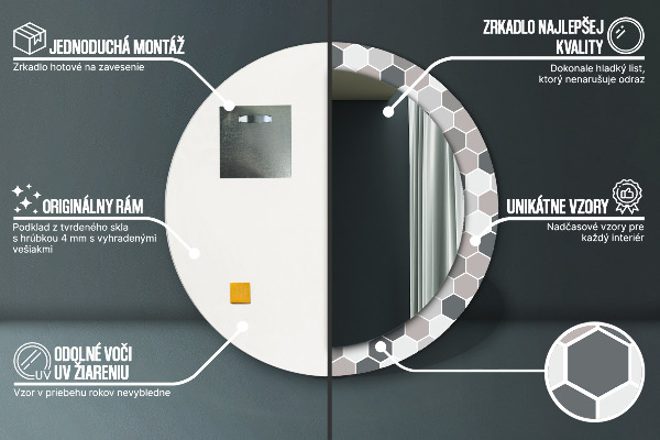 Rund spegel spektakulär Sexkantigt mönster