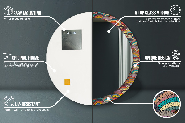 Rund spegel spektakulär Bohemisk prydnad