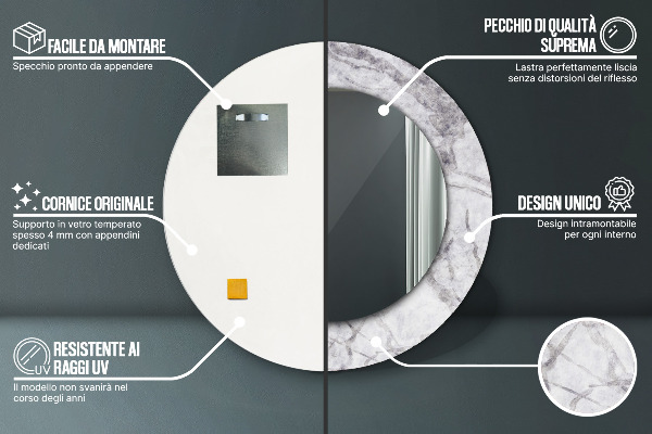 Rund spegel spektakulär Vit marmor