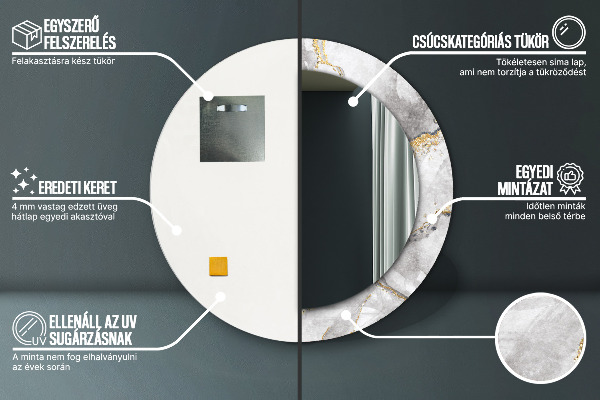 Rund spegel spektakulär Vitguld marmor