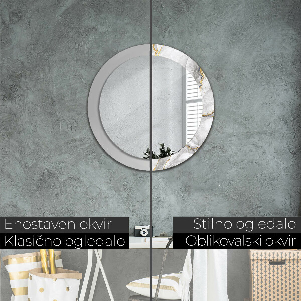 Rund spegel spektakulär Vitguld marmor