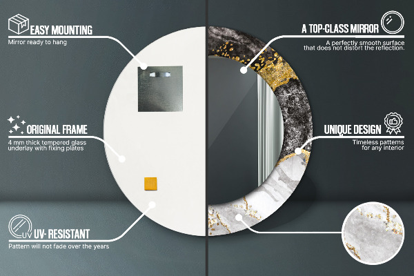 Rund spegel spektakulär Marmor och guld