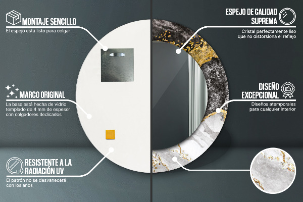 Rund spegel spektakulär Marmor och guld