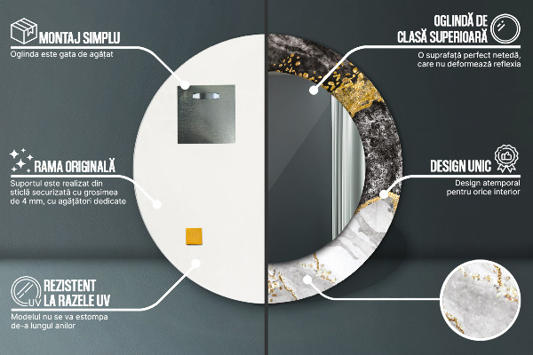 Rund spegel spektakulär Marmor och guld