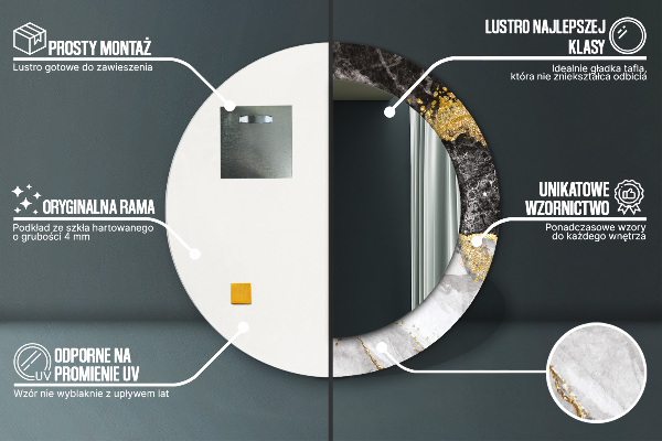 Rund spegel spektakulär Marmor och guld