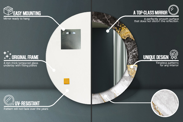 Rund spegel spektakulär Marmor och guld