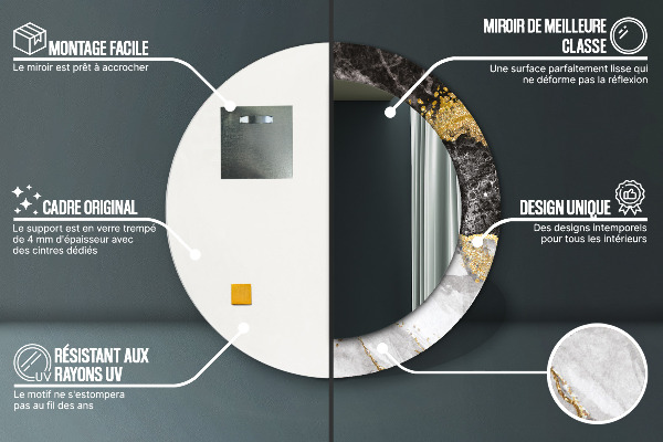 Rund spegel spektakulär Marmor och guld