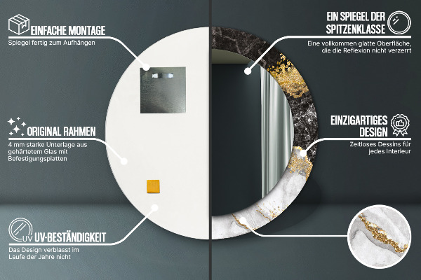 Rund spegel spektakulär Marmor och guld