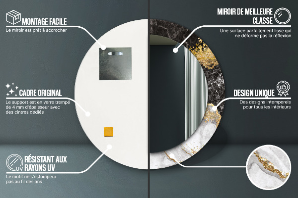 Rund spegel spektakulär Marmor och guld