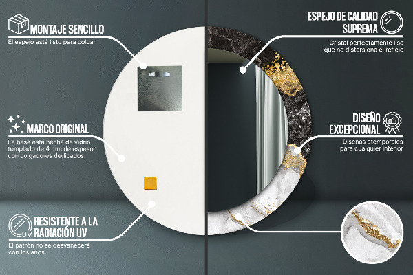 Rund spegel spektakulär Marmor och guld