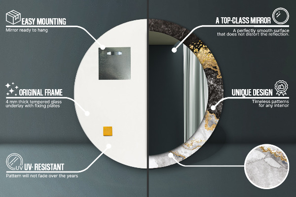 Rund spegel spektakulär Marmor och guld