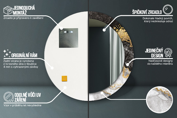 Rund spegel spektakulär Marmor och guld