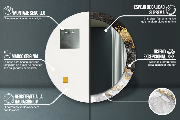 Rund spegel spektakulär Marmor och guld