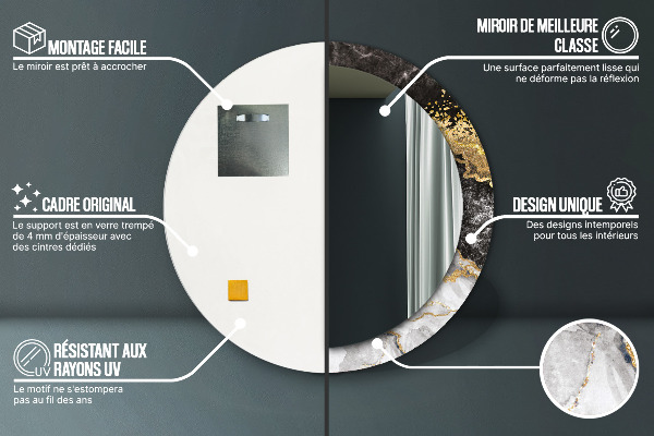 Rund spegel spektakulär Marmor och guld