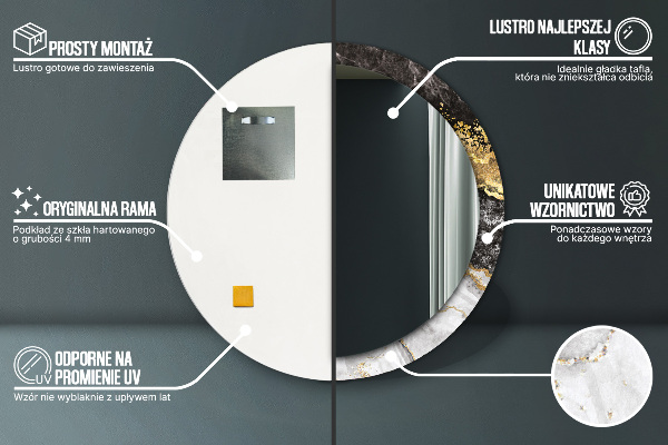Rund spegel spektakulär Marmor och guld