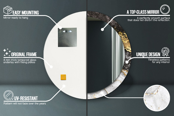 Rund spegel spektakulär Marmor och guld