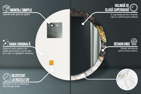 Rund spegel spektakulär Marmor och guld