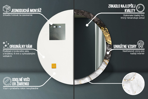 Rund spegel spektakulär Marmor och guld