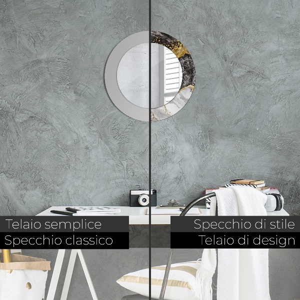 Rund spegel spektakulär Marmor och guld