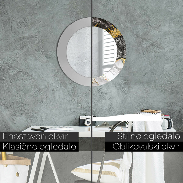 Rund spegel spektakulär Marmor och guld