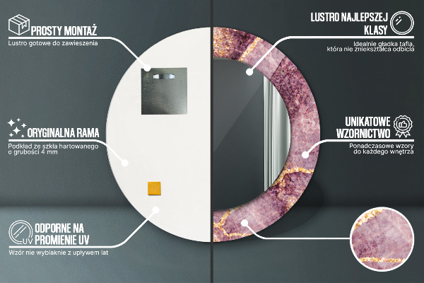 Rund spegel spektakulär Marmor med guld