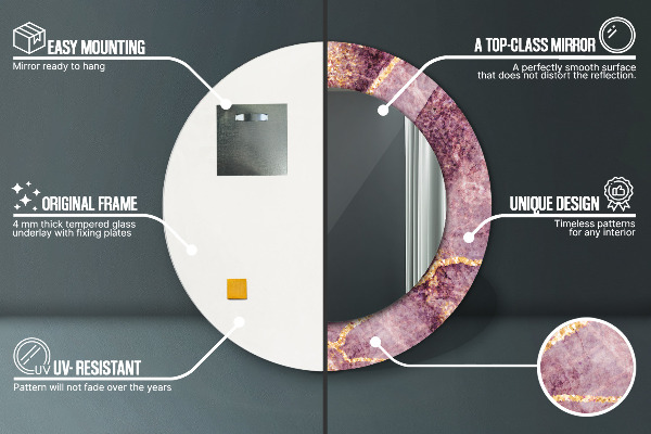 Rund spegel spektakulär Marmor med guld