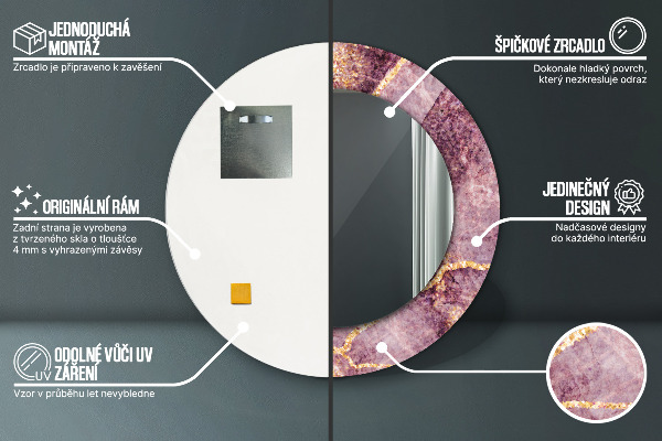 Rund spegel spektakulär Marmor med guld