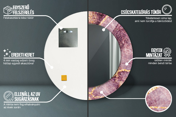 Rund spegel spektakulär Marmor med guld
