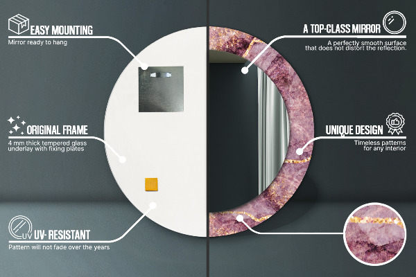 Rund spegel spektakulär Marmor med guld