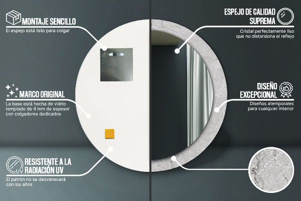 Rund spegel spektakulär Grå cement