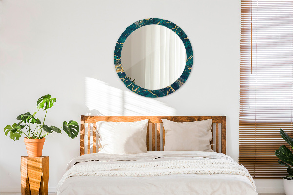 Rund spegel spektakulär Grön malakitmarmor