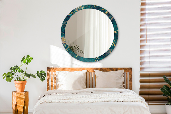 Rund spegel spektakulär Grön malakitmarmor