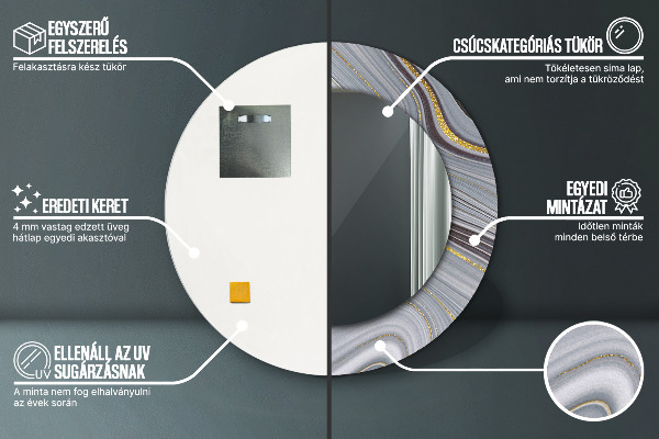 Rund spegel spektakulär Grå marmor